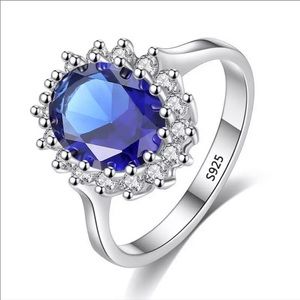 New 925 Sterling Silver Blue Sapphire Ring